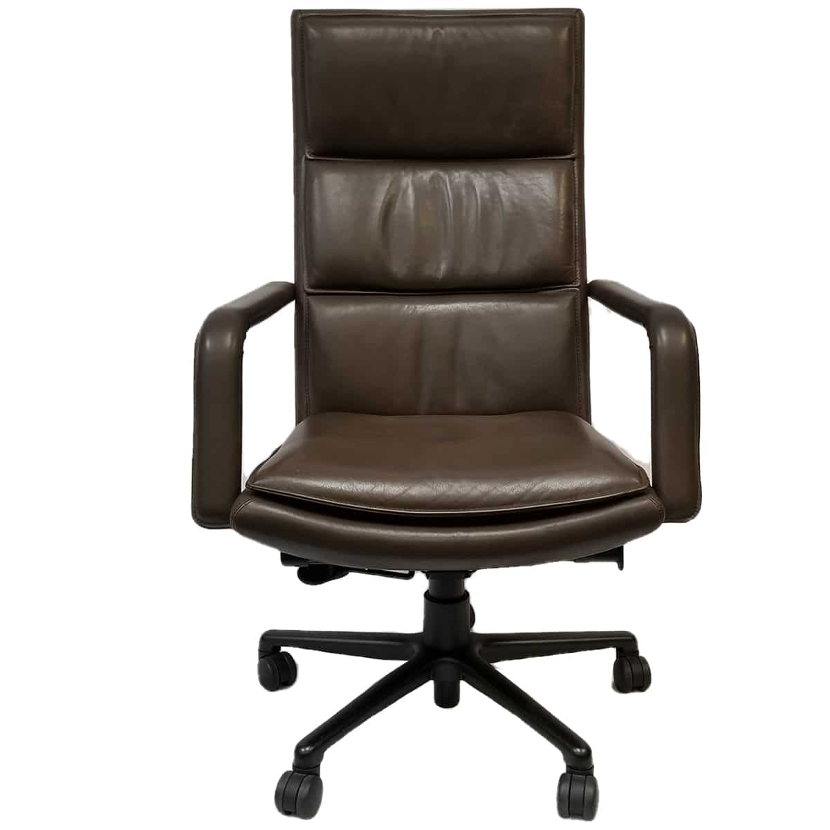 Back Brown Leather Conference Chair, Brown Leather Conference Chair